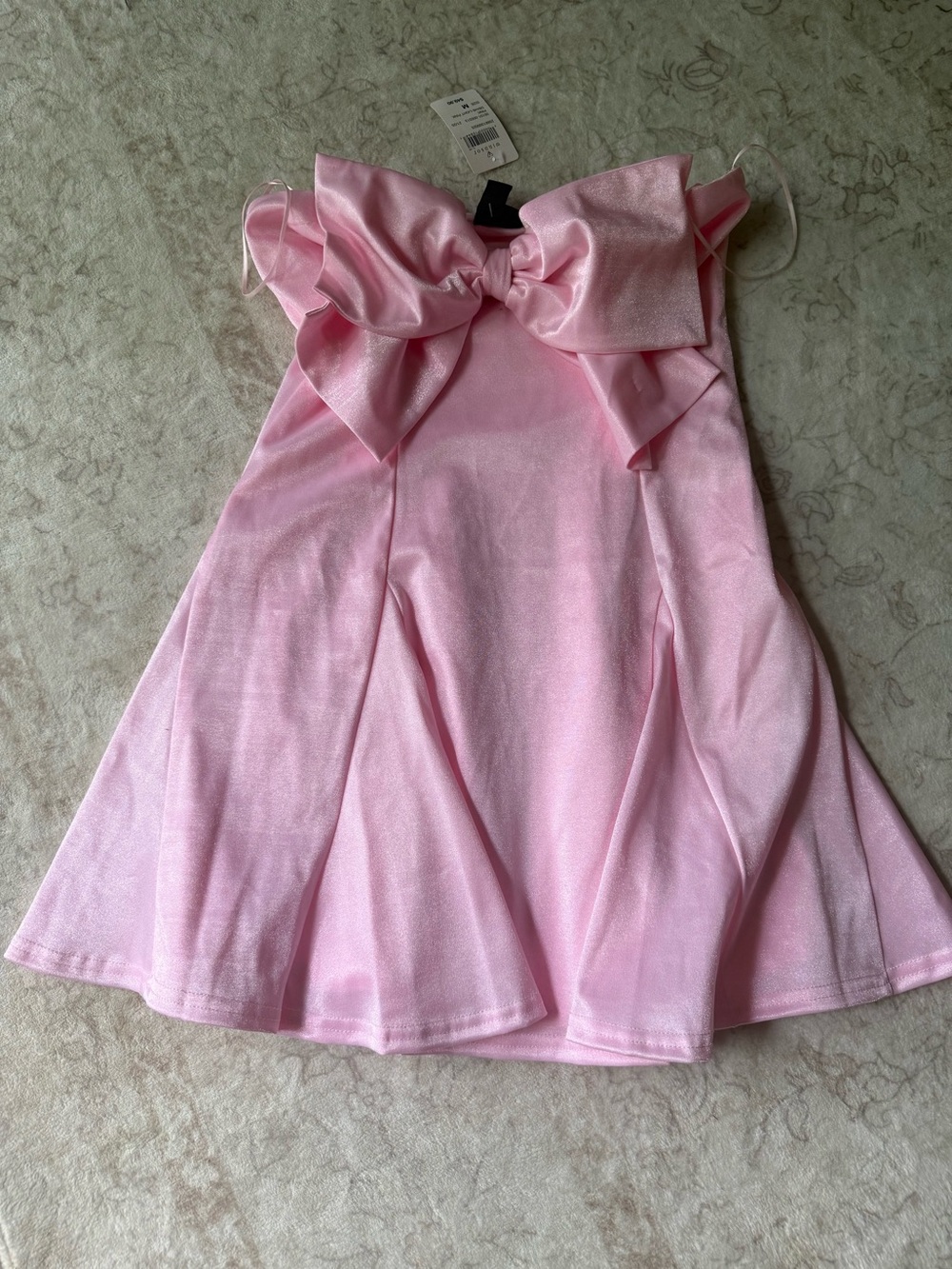 Windsor Shimmery Pink Bow-Front Homecoming Dress